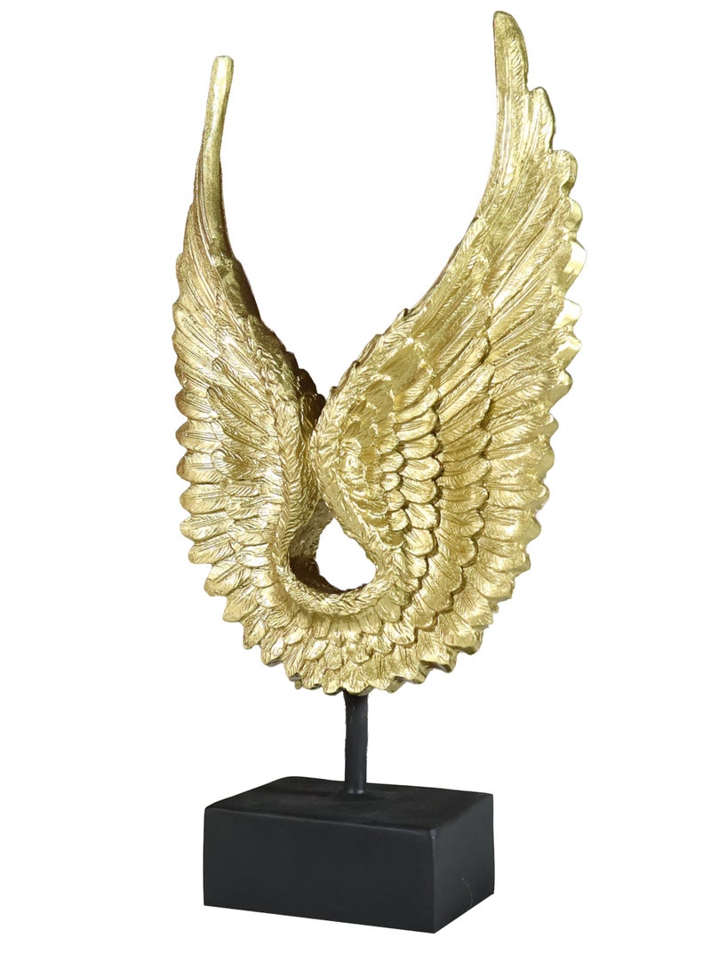 Celestial Wings Luxury Resin Angel Wings Sculpture, Gold and Silver Finish, Home Decor Figurine on Display Stand - Image 4