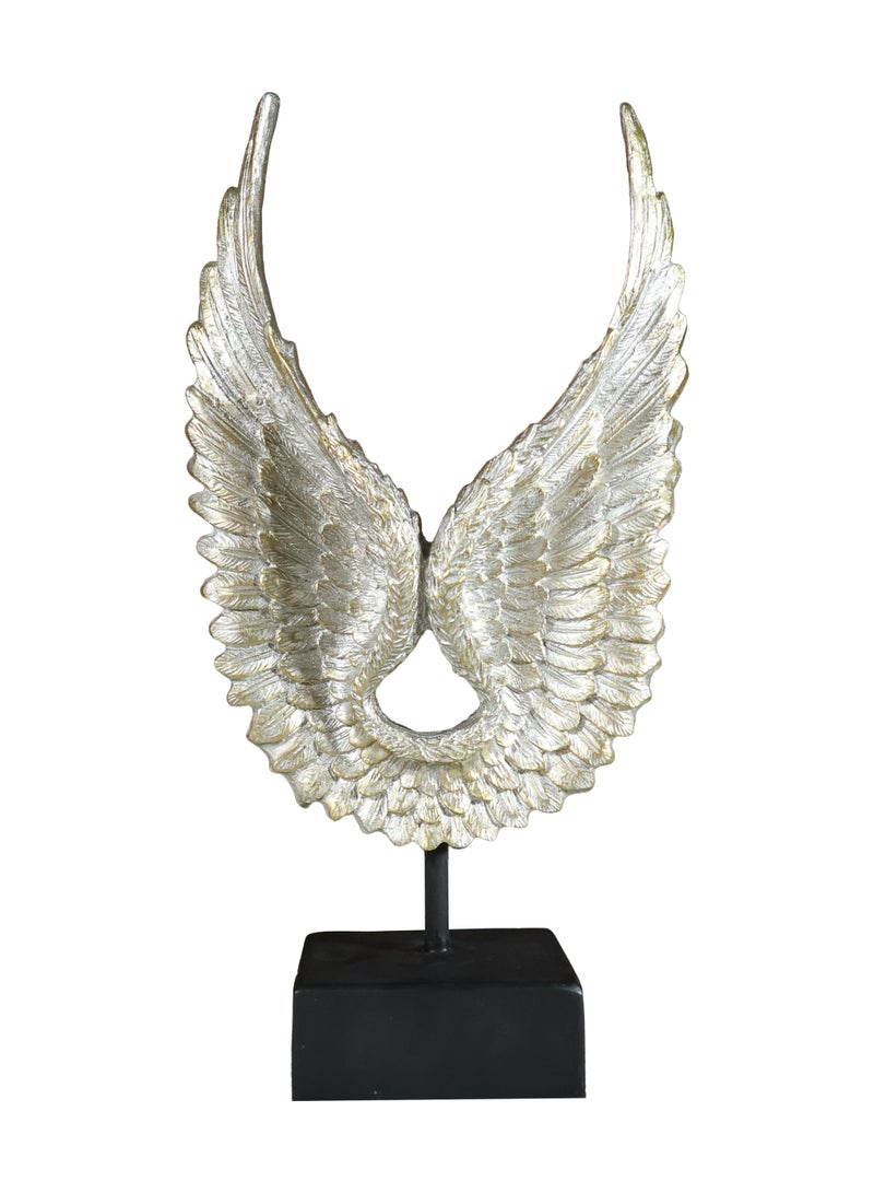 Celestial Wings Luxury Resin Angel Wings Sculpture, Gold and Silver Finish, Home Decor Figurine on Display Stand - Image 5