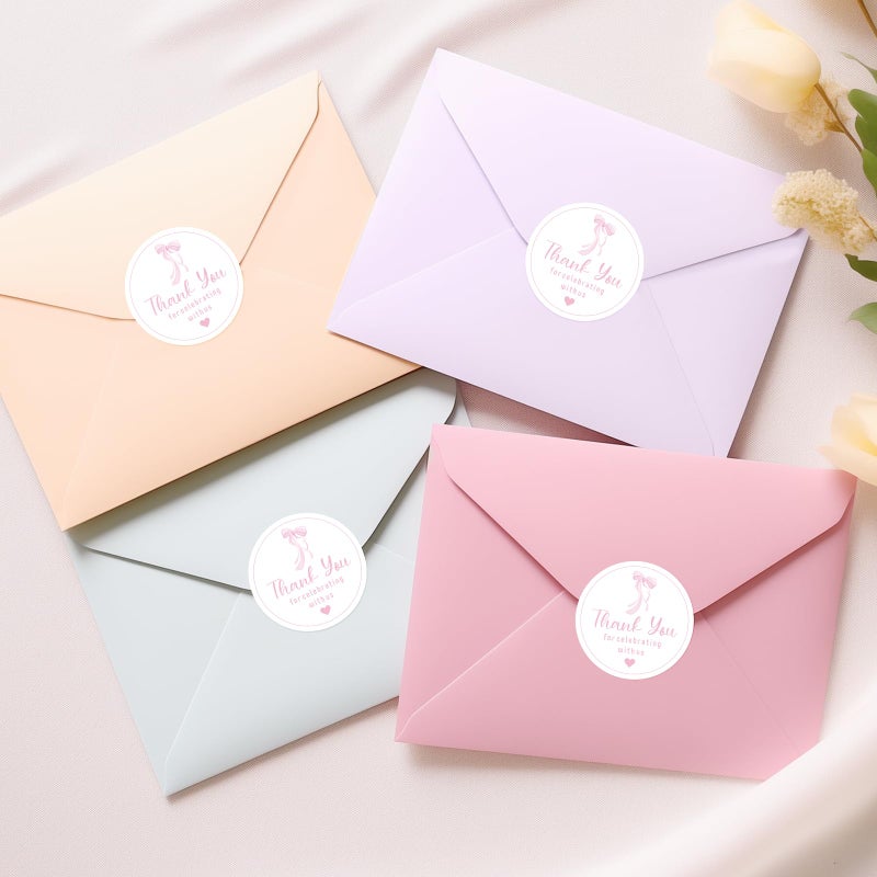ANWYLL Pink Bow Thank You Stickers - Anwyll 60Pcs 2In Cute Bowknot Thank You Party Favor Stickers Self Adhesive Thanks for Celebrating with Us Sticker Baby Shower Thank You Sticker for Girl Wedding Birthday - Image 4