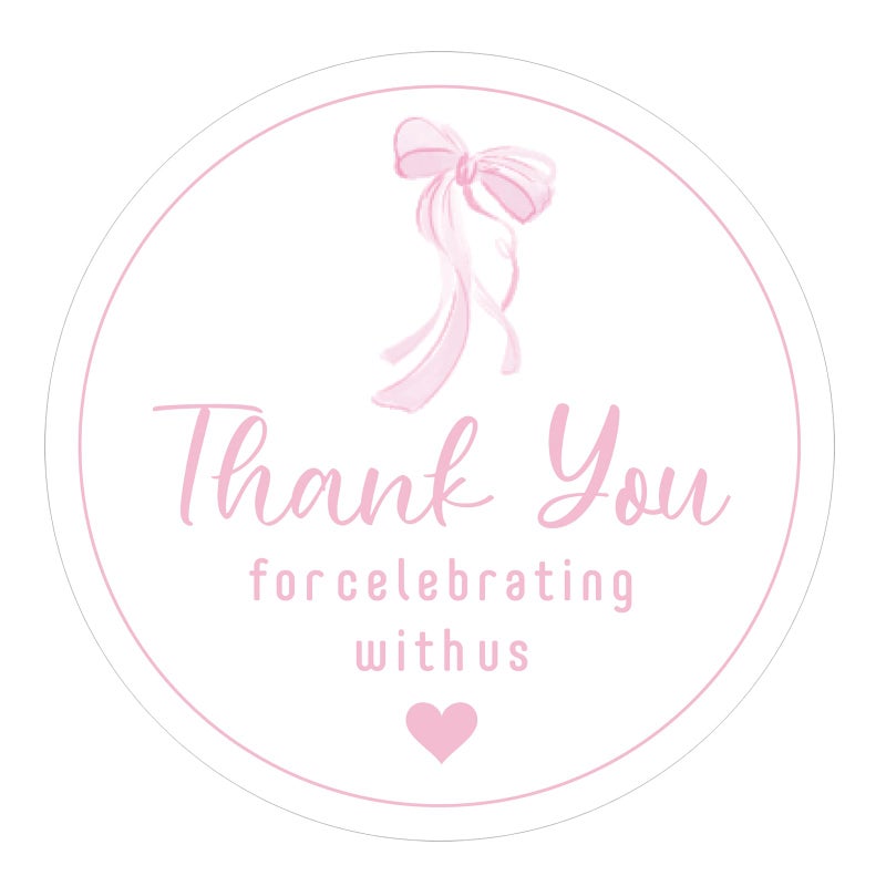 ANWYLL Pink Bow Thank You Stickers - Anwyll 60Pcs 2In Cute Bowknot Thank You Party Favor Stickers Self Adhesive Thanks for Celebrating with Us Sticker Baby Shower Thank You Sticker for Girl Wedding Birthday - Image 1