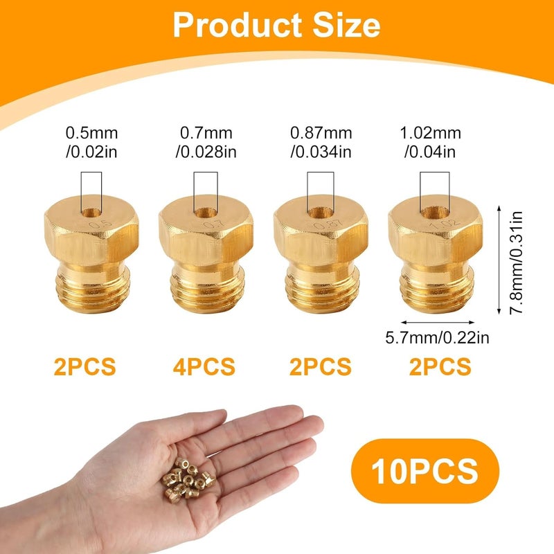 NGUIT 10 Universal Butane Gas Sprinkler Conversion Kit Gas Injector Sprinkler Bottle for Gas Stove Burner Propane LPG Burner Bottle Nozzle Burner 0.5mm*2 0.7mm*4 0.86mm*2 1.02mm*2 - Image 2