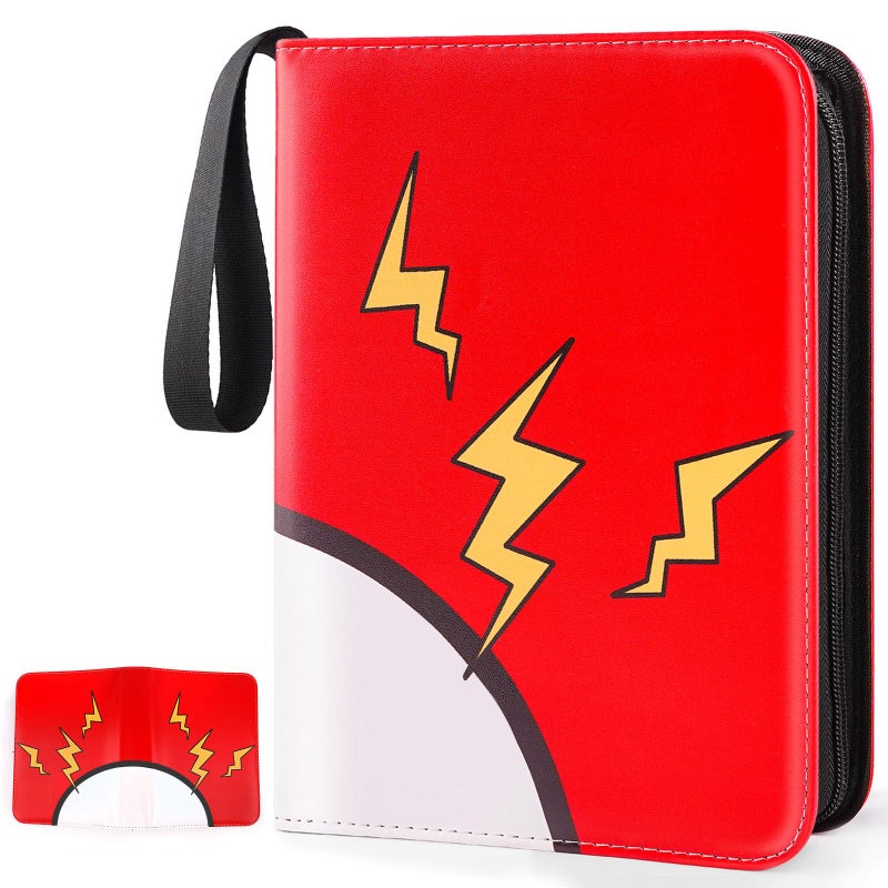 GOROMA Card Binder 4-Pockets, 400 Pockets Card Holder with 50 Removable Sleeves, Trading Card Collector Zipper Album Holder, Red - Image 1