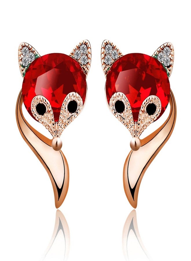Merdia Earrings Studs Lovely Fox Created Crystal Earrings For women | Earrings for Women Trendy | Women's Jewelry Fashion Earrings | Cute Earings Fine Jewelry | Red Womens Earrings - Image 1