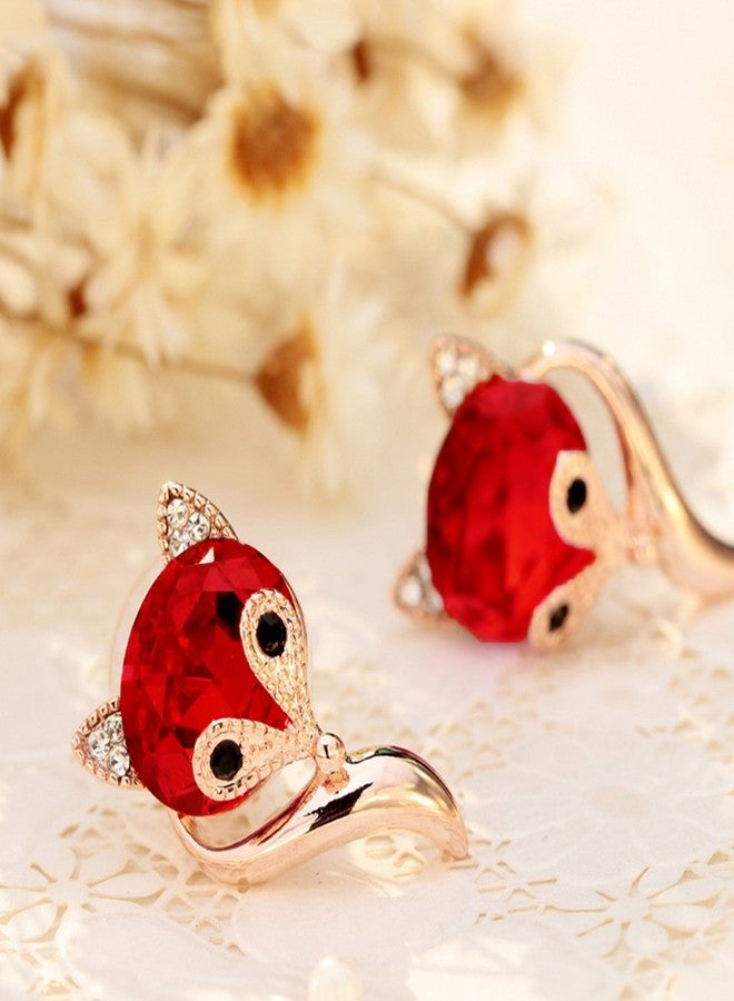 Merdia Earrings Studs Lovely Fox Created Crystal Earrings For women | Earrings for Women Trendy | Women's Jewelry Fashion Earrings | Cute Earings Fine Jewelry | Red Womens Earrings - Image 2