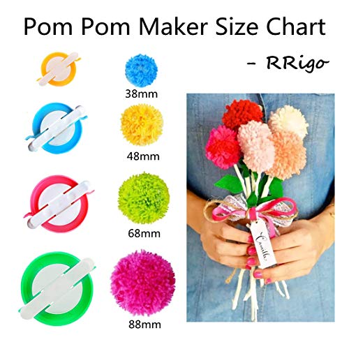 RRigo Pom Pom Maker, 4 Sizes Pompom Maker Tool Set for Fluff Ball Weave DIY Wool Yarn Knitting Craft Project for Adult - RRigo - Image 2