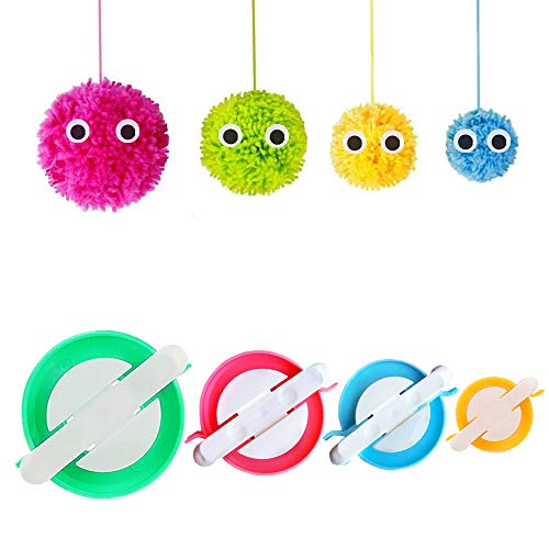 RRigo Pom Pom Maker, 4 Sizes Pompom Maker Tool Set for Fluff Ball Weave DIY Wool Yarn Knitting Craft Project for Adult - RRigo - Image 1