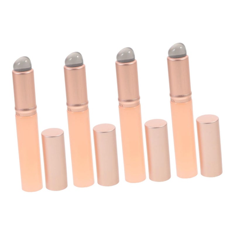 4pcs Pink Silicone Lip Brush with Lid Lipstick and Lip Gloss Applicator for Women Portable Reusable Makeup Tool and Concealer Application - Image 1