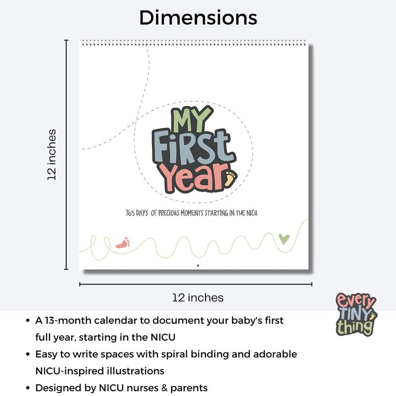 Every Tiny Thing My First Year  A NICU Baby Calendar with NICU Milestone Stickers to celebrate 365 days of precious memories starting in the Neonatal Intensive Care Unit 12x12 - Image 2