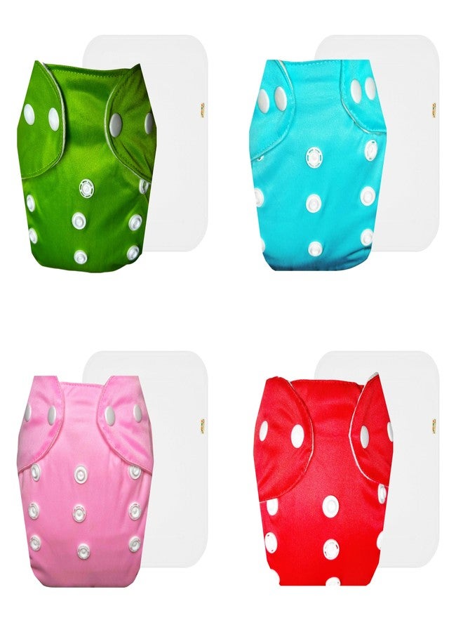 Dumbledo Lite Cloth Diaper with Cotton Insert (Pack of 4) | Snug Fit | 6-Layer Absorbent Pad | Quick Dry | Ideal for Toddlers | 3 Months - 2 Years | Unisex Baby - Image 1