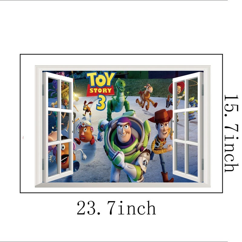 Toy Story cartoon wall sticker self-adhesive Buzz Lightyear PVC glass wardrobe door sticker for children's room