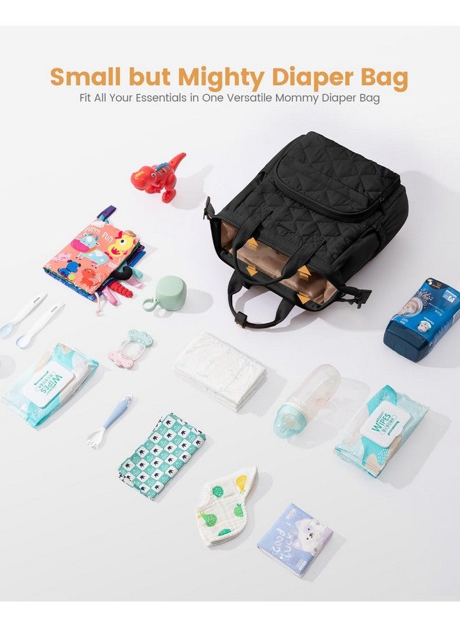 Lovevook حقيبة حفاضات صغيرة من لوفوك، حقيبة ميني للأطفال للبنات والأولاد مع وسادة تغيير، حقيبة حفاضات للأمهات والآباء مع مشابك عربة الأطفال، سوداء - Image 3