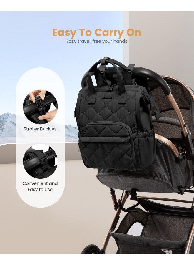 Lovevook حقيبة حفاضات صغيرة من لوفوك، حقيبة ميني للأطفال للبنات والأولاد مع وسادة تغيير، حقيبة حفاضات للأمهات والآباء مع مشابك عربة الأطفال، سوداء - Image 4