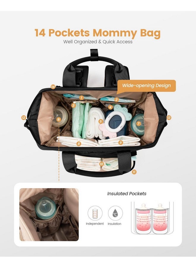 Lovevook حقيبة حفاضات صغيرة من لوفوك، حقيبة ميني للأطفال للبنات والأولاد مع وسادة تغيير، حقيبة حفاضات للأمهات والآباء مع مشابك عربة الأطفال، سوداء - Image 2