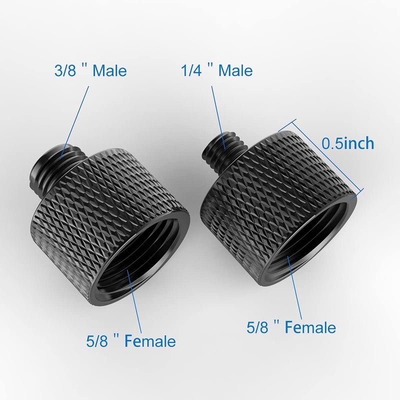 SHOPEE مجموعة محولات حامل الميكروفون 2 قطعة - 5/8 أنثوي إلى 3/8 ذكر و 5/8 أنثوي إلى 1/4 ذكر خيط برغي للميكروفون - Image 3