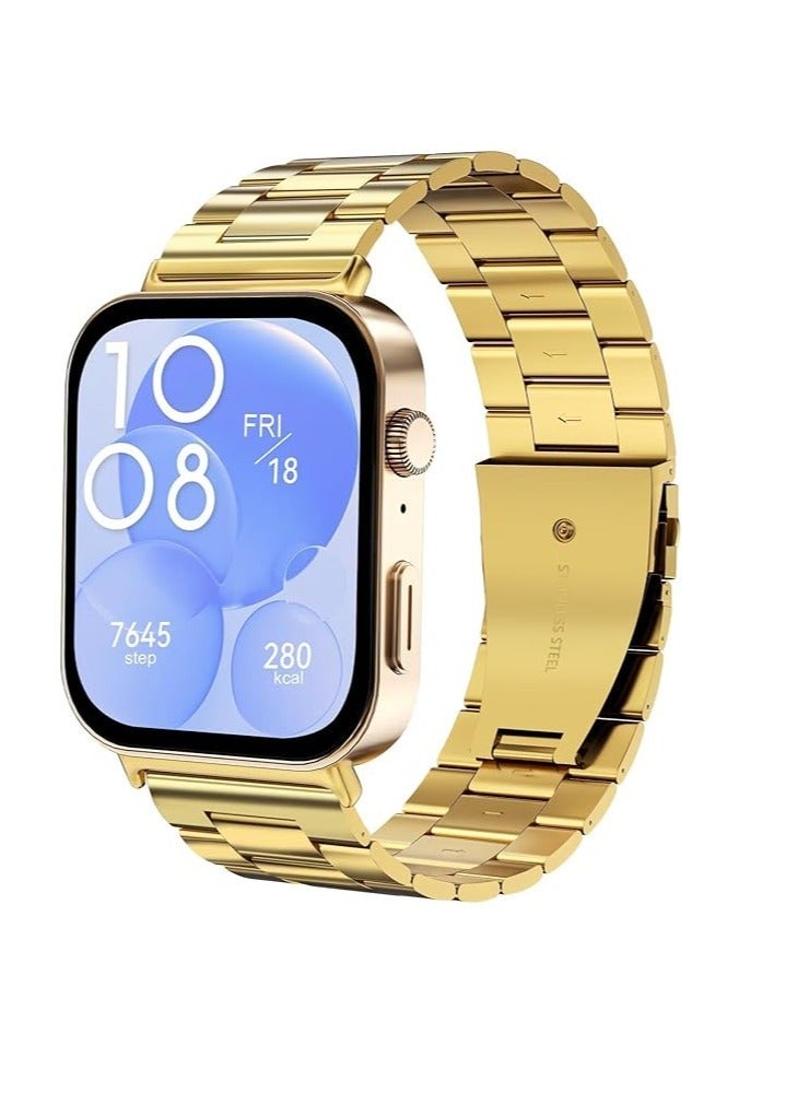 ten.tech Metal Compatible with Huawei Watch Fit 3 Watch, Stainless Steel Bracelet Compatible with Huawei Watch Fit 3 1.82 Inch Smart Watch Bracelet - Image 1