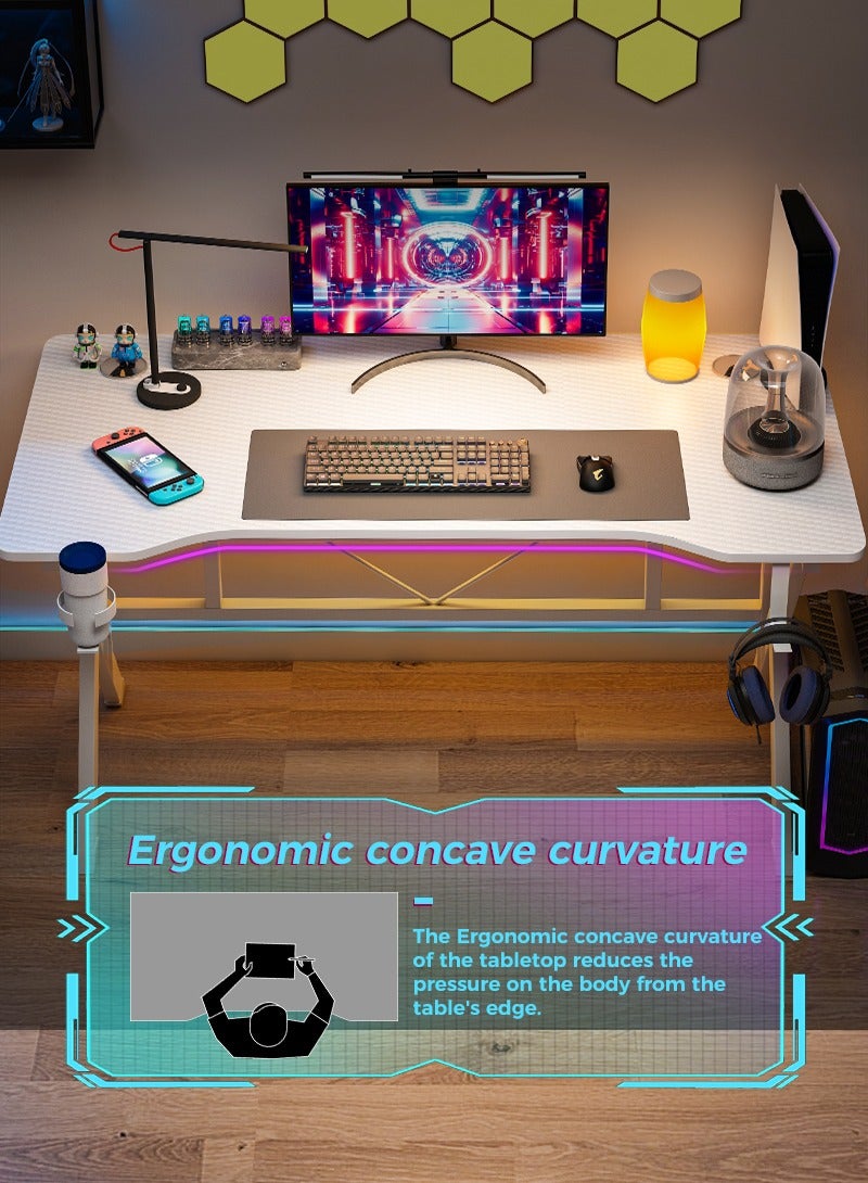 Stubborn Gaming Table K Shaped, Ergonomic Computer Desk with Carbon Fiber Surface, Study Tables with Headphone Holder and Cup Holder, PC Desk Table for Home Office Workstaion, 110*52*75cm - Image 5