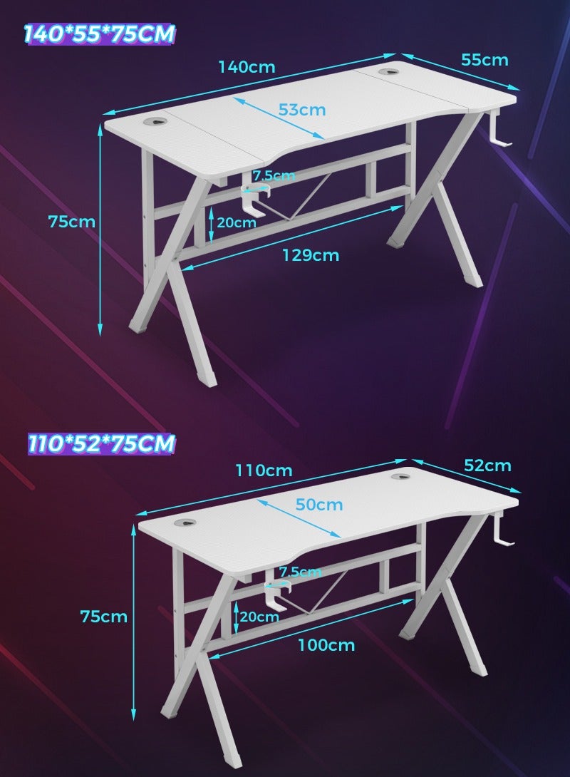 Stubborn Gaming Table K Shaped, Ergonomic Computer Desk with Carbon Fiber Surface, Study Tables with Headphone Holder and Cup Holder, PC Desk Table for Home Office Workstaion - Image 2