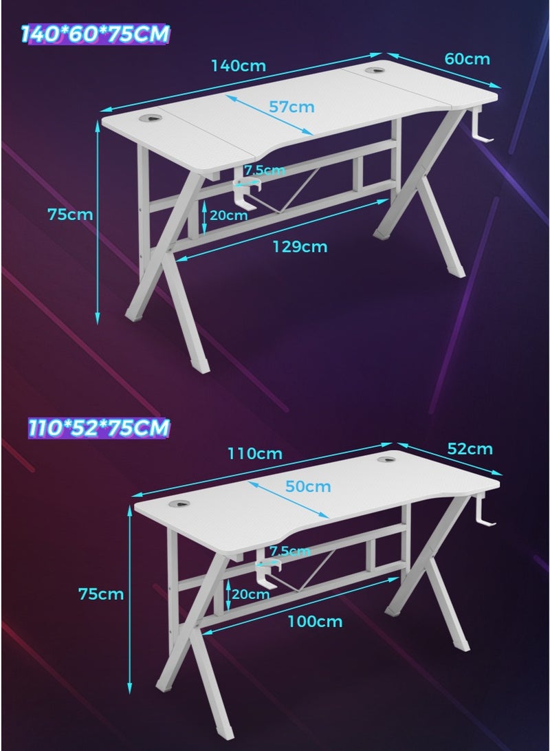 Stubborn Gaming Table K Shaped, Ergonomic Computer Desk with Carbon Fiber Surface, Study Tables with Headphone Holder and Cup Holder, PC Desk Table for Home Office Workstaion - Image 2