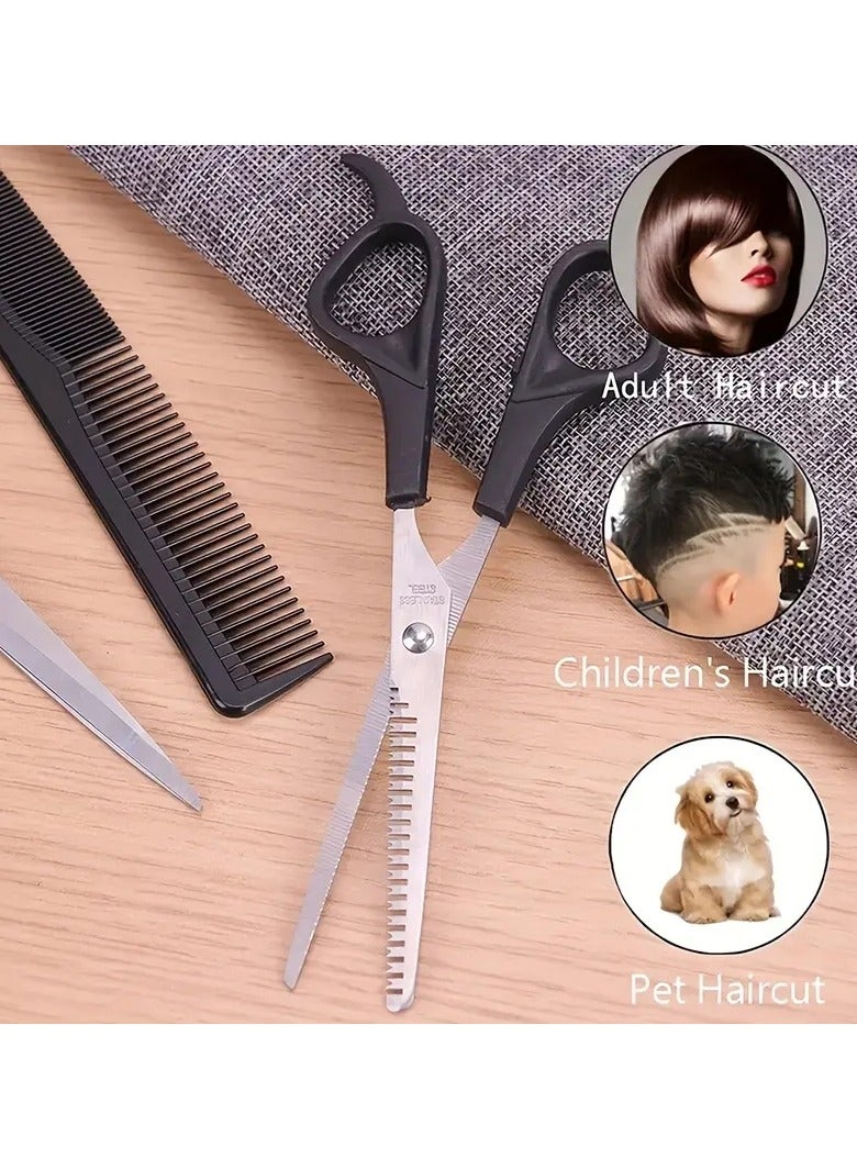 3pcs/Set Hair Scissors With Comb, Portable Hairdressing Scissors, Hair Cutting Scissors Thinning Shears With Hairdressing Comb