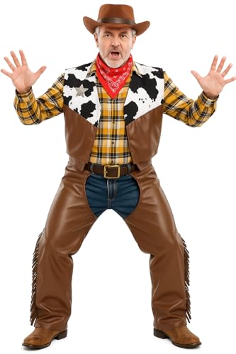 Fun Shack Adult Cowboy Costume for Men, Halloween Cowboy Outfit, Western Costume for Adults, Rodeo Dress-Up, One Size - Image 1