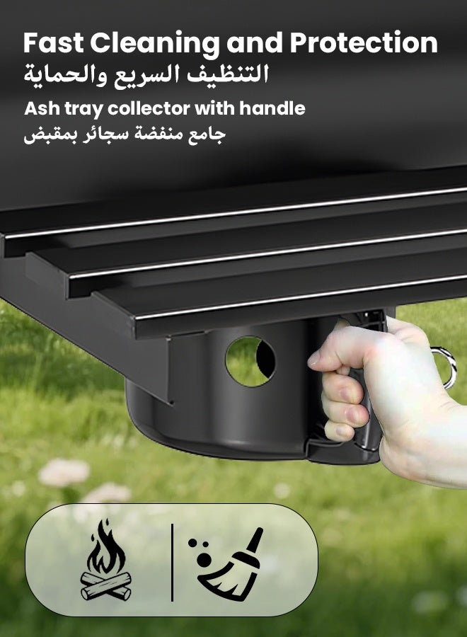 يوهوهوانغ شواية فحم برميلية مدخنة مع رفوف، مساحة طهي كبيرة 380 بوصة مربعة، مصنوعة من الفولاذ المقاوم للصدأ، 4 فتحات تهوية، جامع رماد، عجلات للتخييم في الهواء الطلق والنزهات في الحديقة والفناء الخلفي - Image 2