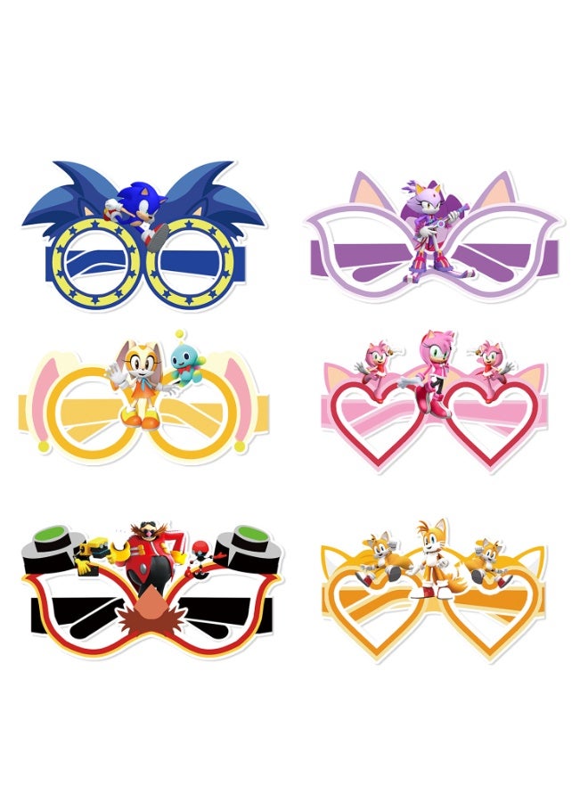 ILovhaprty Sonic Paper Glasses - 24pcs Sonic Party Favors Paper Eyeglasses, Sonic Theme Paper Party Glasses for Sonic Photo Booth Props or Sonic Birthday Decoration Supplies - Image 1