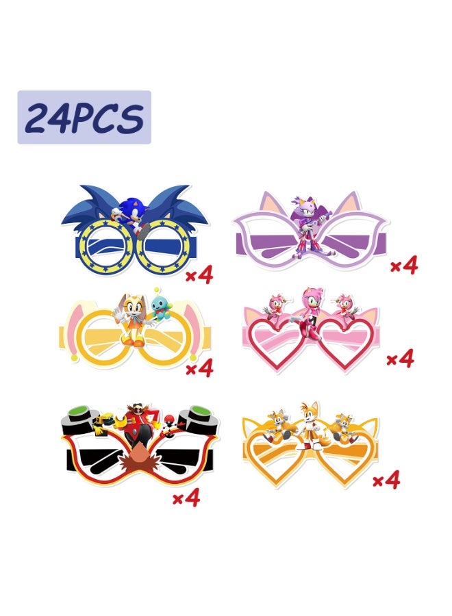 ILovhaprty Sonic Paper Glasses - 24pcs Sonic Party Favors Paper Eyeglasses, Sonic Theme Paper Party Glasses for Sonic Photo Booth Props or Sonic Birthday Decoration Supplies - Image 2