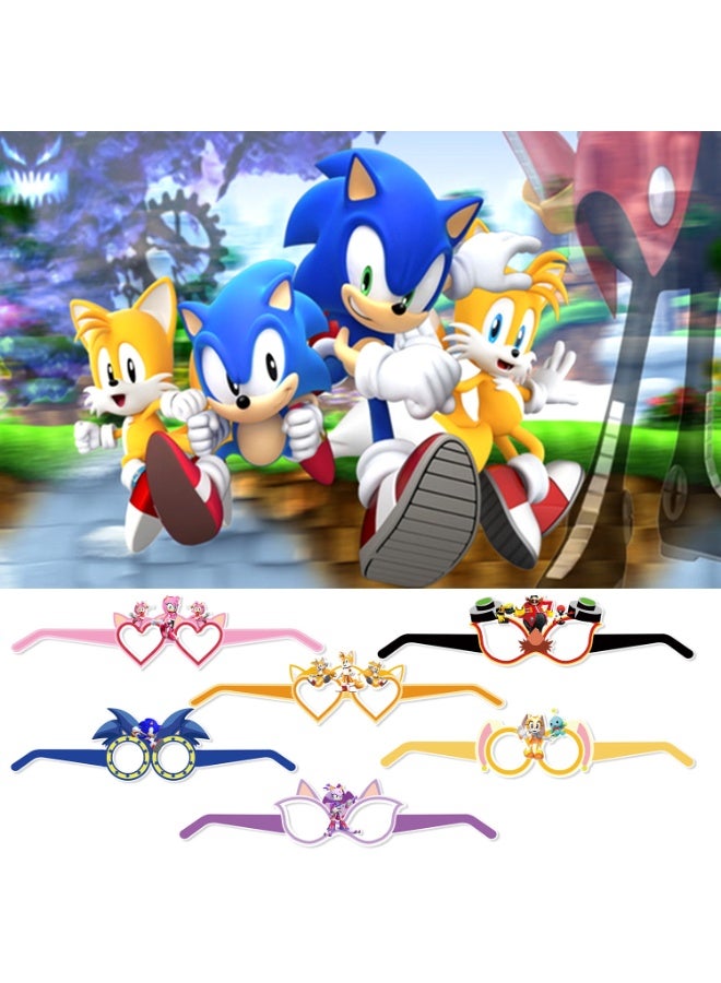 ILovhaprty Sonic Paper Glasses - 24pcs Sonic Party Favors Paper Eyeglasses, Sonic Theme Paper Party Glasses for Sonic Photo Booth Props or Sonic Birthday Decoration Supplies - Image 5
