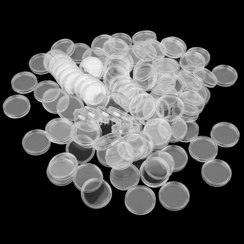 klarako 100 Pieces 35 mm Diameter Coin Holder Capsules Round Plastic Clear Coin Container Case for Coins Storage - Image 2
