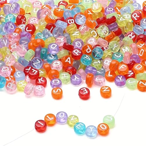 INDIKONB Alphabet Letter Round Bead 6mm | Colorful Alphabet Bead for Bracelets | Round Letter Beads for Jewelry Making, DIY Crafts, and Personalized Accessories | 650 Beads (Trans Multicolor White) - Image 1