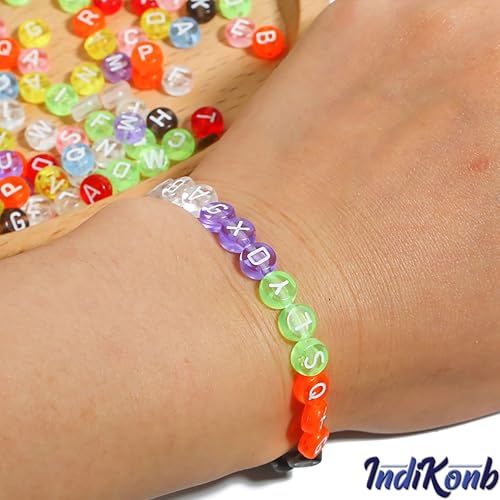 INDIKONB Alphabet Letter Round Bead 6mm | Colorful Alphabet Bead for Bracelets | Round Letter Beads for Jewelry Making, DIY Crafts, and Personalized Accessories | 650 Beads (Trans Multicolor White) - Image 5