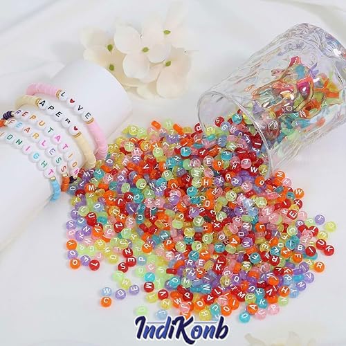INDIKONB Alphabet Letter Round Bead 6mm | Colorful Alphabet Bead for Bracelets | Round Letter Beads for Jewelry Making, DIY Crafts, and Personalized Accessories | 650 Beads (Trans Multicolor White) - Image 3