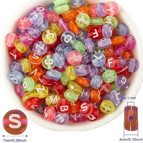 INDIKONB Alphabet Letter Round Bead 6mm | Colorful Alphabet Bead for Bracelets | Round Letter Beads for Jewelry Making, DIY Crafts, and Personalized Accessories | 650 Beads (Trans Multicolor White) - Image 2