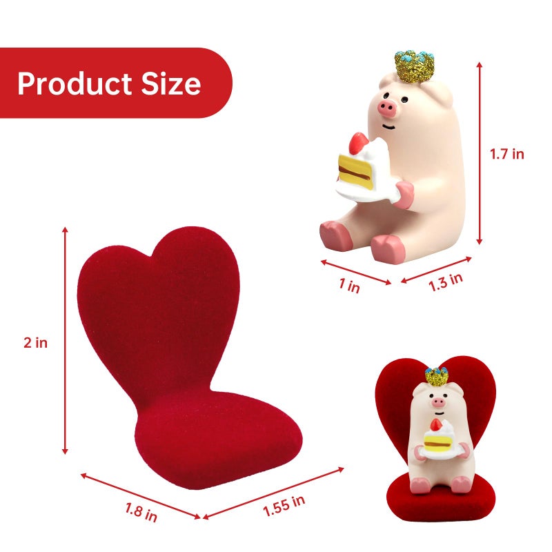 RAQWI Cute Mini Pig Eating Cake Resin Figurine Apply to for Office, Home Decoration Perfect for Pig Lovers - Heart-Shaped Sofa - Image 2