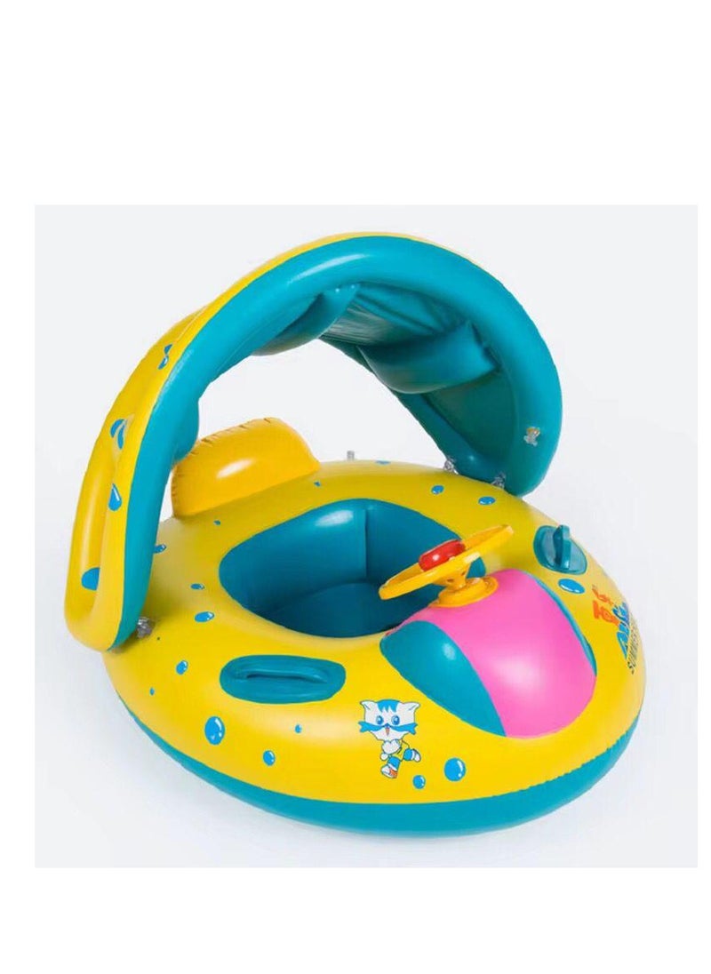 Generic - Baby Pool Float with Sunshade, Steering Wheel & Horn 90cm - Image 1