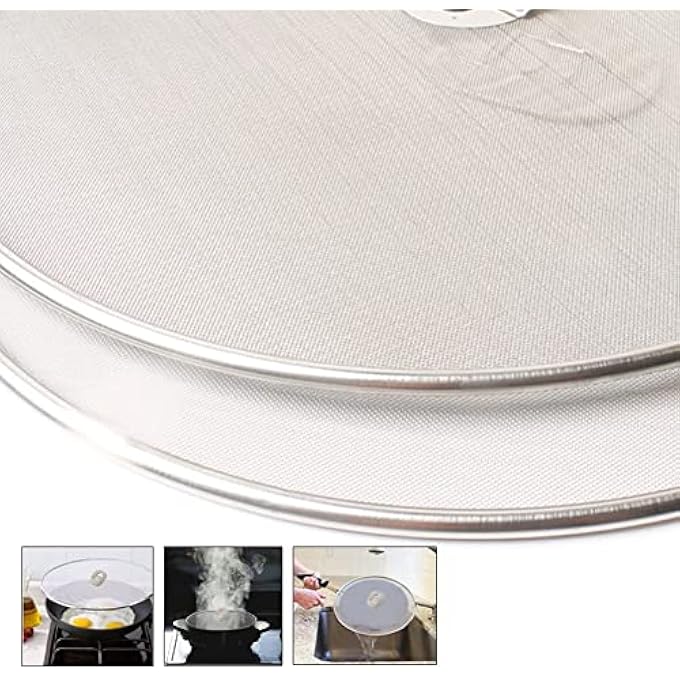 SYOSI Stainless Steel Splatter Shield Set Splatter Screen For Frying Pan Grease Splatter Guard Stainless Steel Large 13 Inch And Small 10 Inch Shield 2 In 1 Set - Image 5