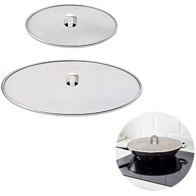 SYOSI Stainless Steel Splatter Shield Set Splatter Screen For Frying Pan Grease Splatter Guard Stainless Steel Large 13 Inch And Small 10 Inch Shield 2 In 1 Set - Image 1