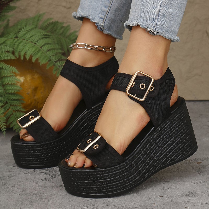 Women's Wedge Sandals with Open Toe - Image 3