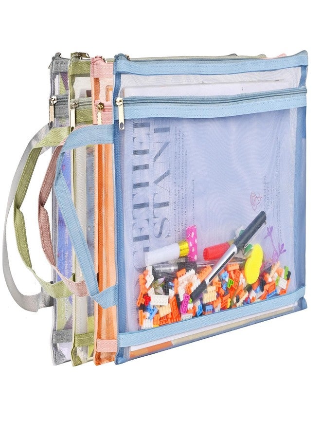 EMOOULI Colored Mesh Zipper Pouch Bags, Double-Layer Nylon Puzzle Storage, Organization Solution for Toys, Games, and More (4) - Image 1
