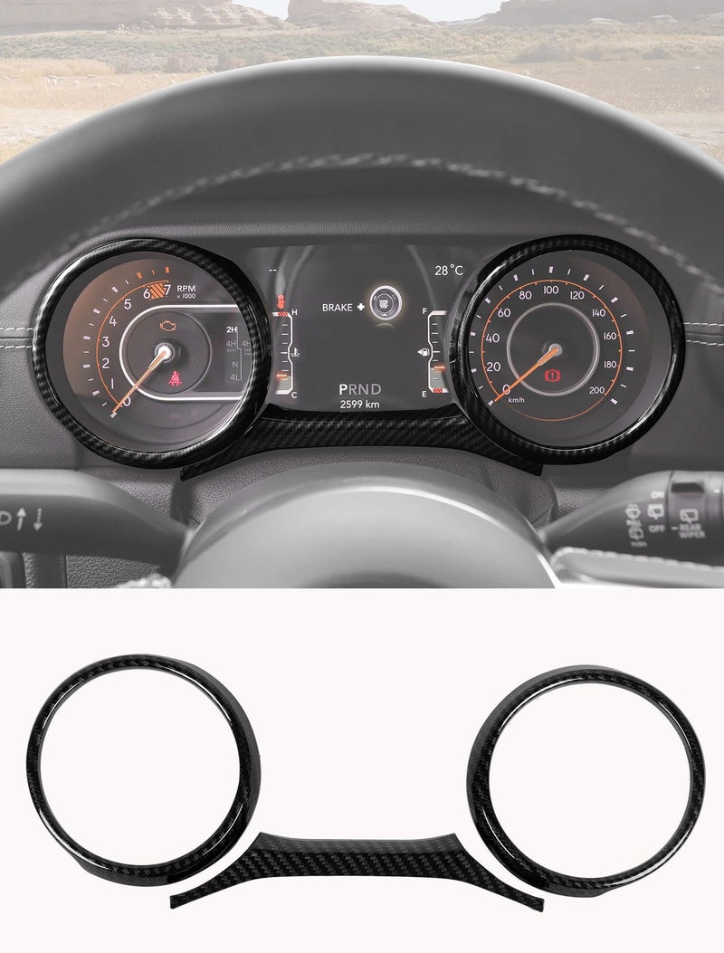 Savadicar Carbon Fiber Interior Accessories Instrument Panel Trim Set for 20182023 Jeep Wrangler JL JLU 4XE Gladiator JT Premium Texture Interior Decor Upgrade Option 3Piece