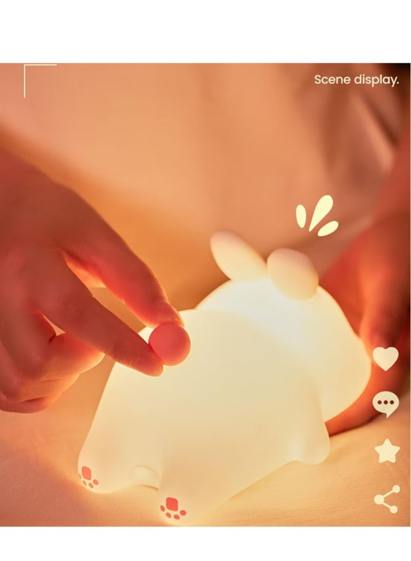 TIGER Big Face Rabbit Light – Cute Night Light for Kids, Rabbit LED Bedside Lamp, Rechargeable Nursery Night Light for Boys & Girls, Soft Glow Yellow Bunny Lamp, Perfect Gift for Children - Image 3
