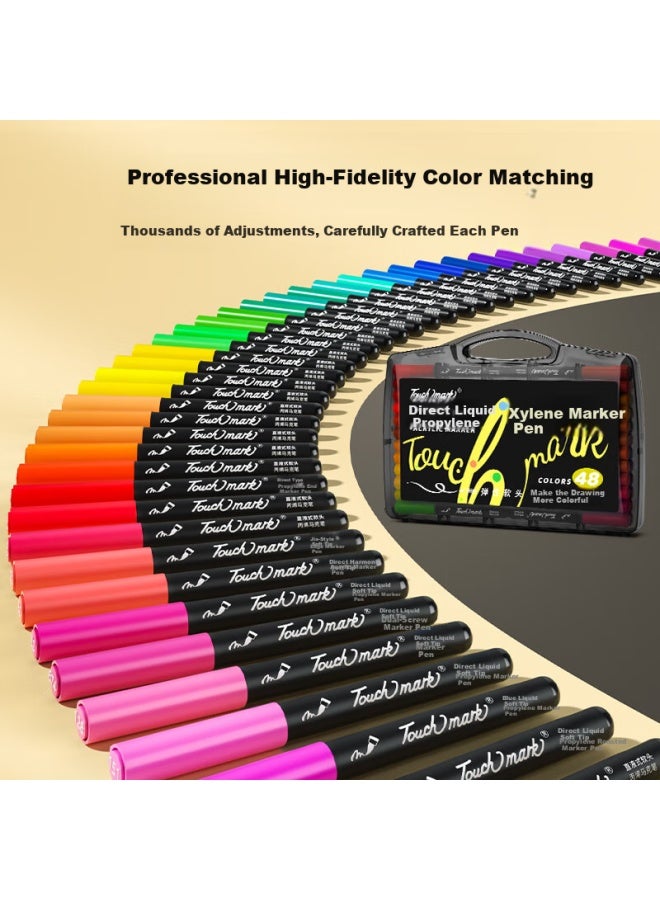 Touch Mark Acrylic Markers, 24 Colors, Small Black Box, Non-translucent, Stackable, Watercolor Pens, Washable Brushes, Student Birthday And Back-to Gift - Image 2