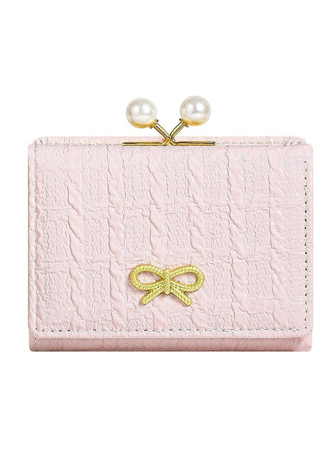 Wallet Women RFID Blocking Trifold Pocket Wallet Multi Card Holder Ladies Purse Cute Wallets for Women & Girls (Pink) - Image 1