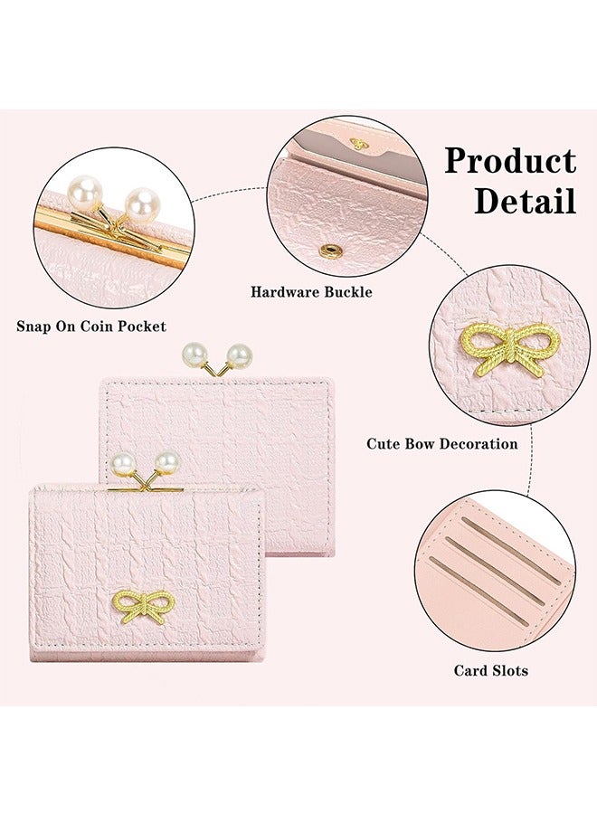 Wallet Women RFID Blocking Trifold Pocket Wallet Multi Card Holder Ladies Purse Cute Wallets for Women & Girls (Pink) - Image 4