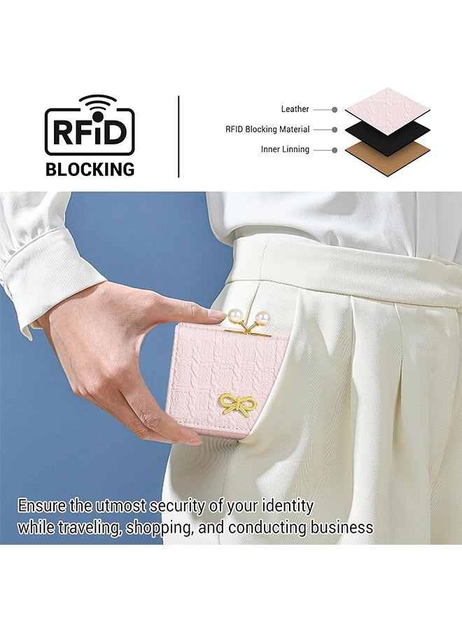 Wallet Women RFID Blocking Trifold Pocket Wallet Multi Card Holder Ladies Purse Cute Wallets for Women & Girls (Pink) - Image 5