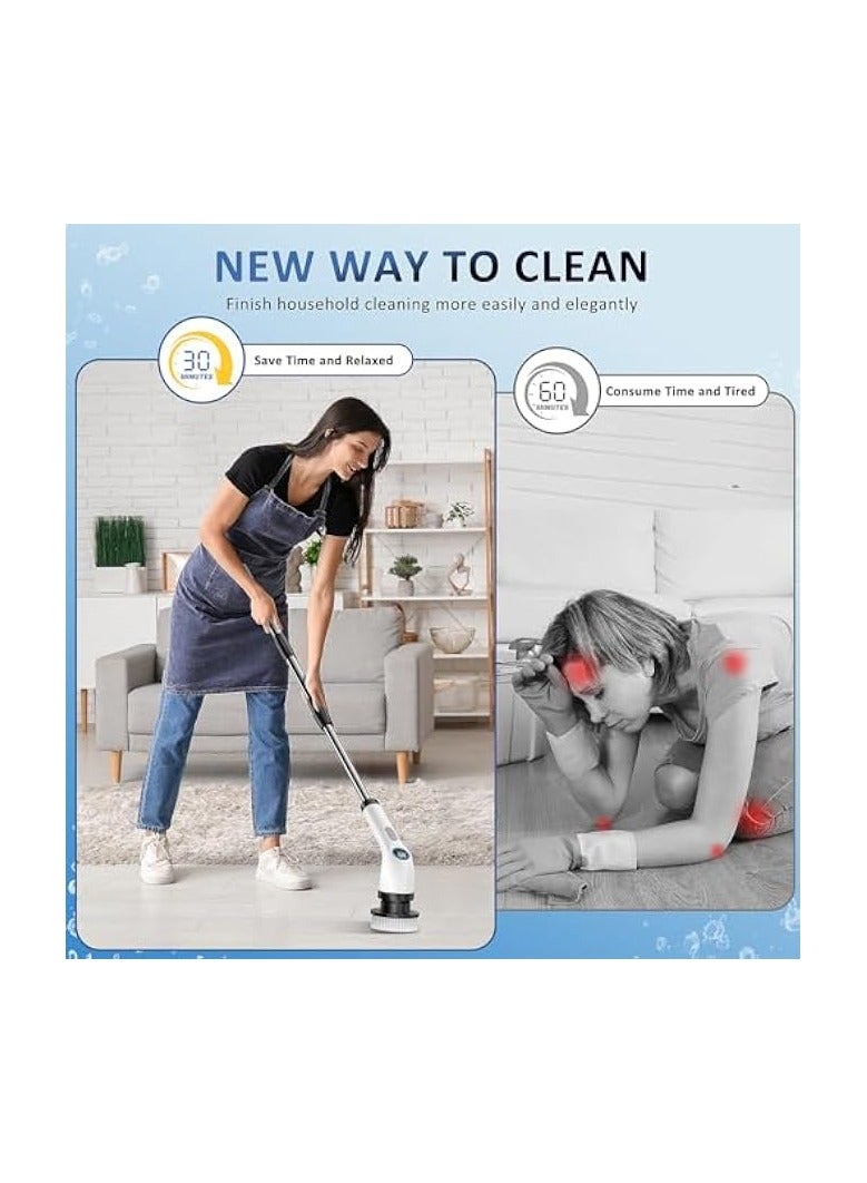 erorex Spin Scrubber, Full-Body IPX7 Waterproof Cordless Power Cleaning Brush with Adjustable Extension Handle, 2-Speed Shower Scrubber with 7 Replaceable Brush Heads for Bathroom, Kitchen Cleaning - Image 4