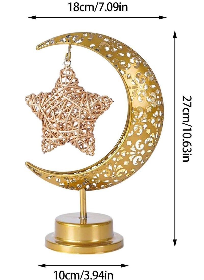 Tiokkss Ramadan Decorations LED Decorative Light Moon Star Table Lamp, Cordless Ramadan Moon Shape Desk Lamp, Bedside Table Night Light for Bedroom Dining Living Room Party Nursery Office Decor  - Image 2