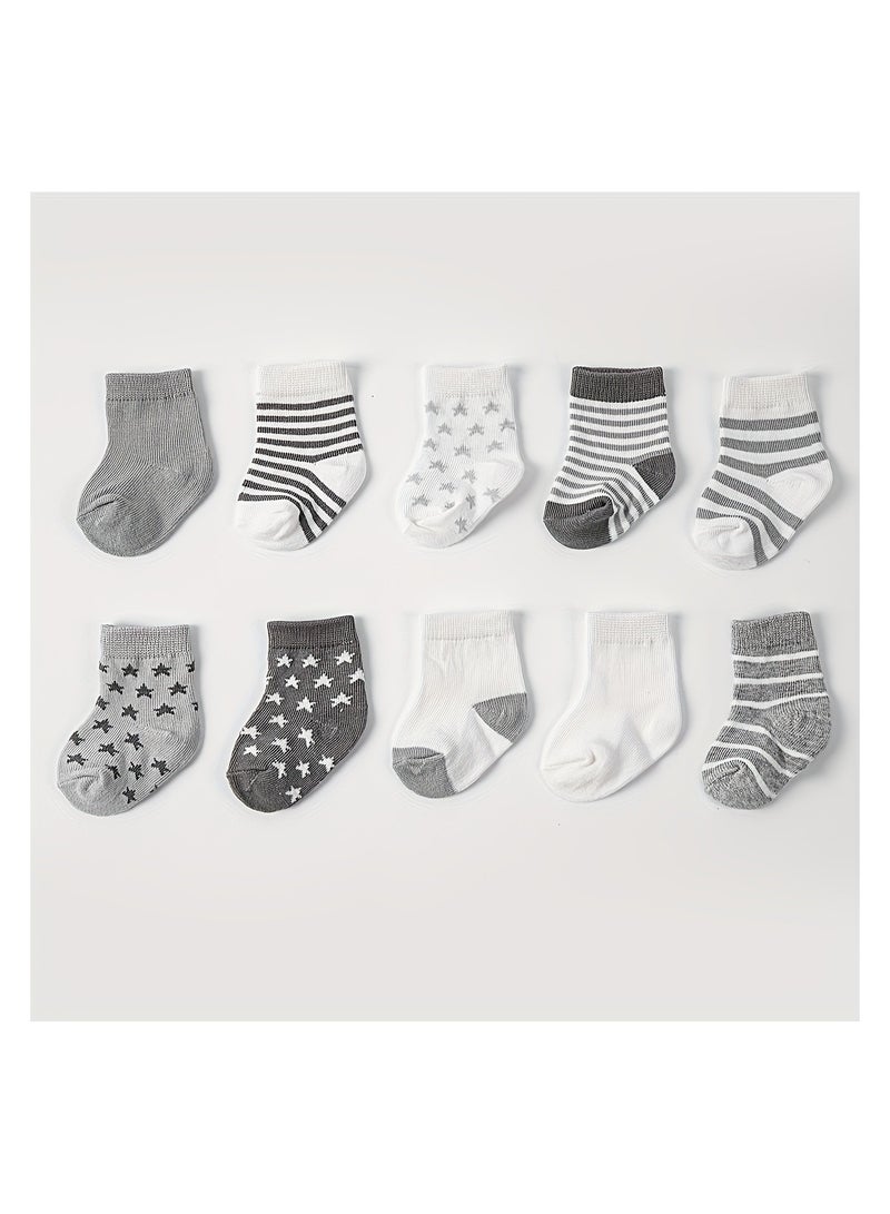 10 Pairs Of Infant And Toddler Four-Season Short Socks And Mid-Tube Socks - Image 1