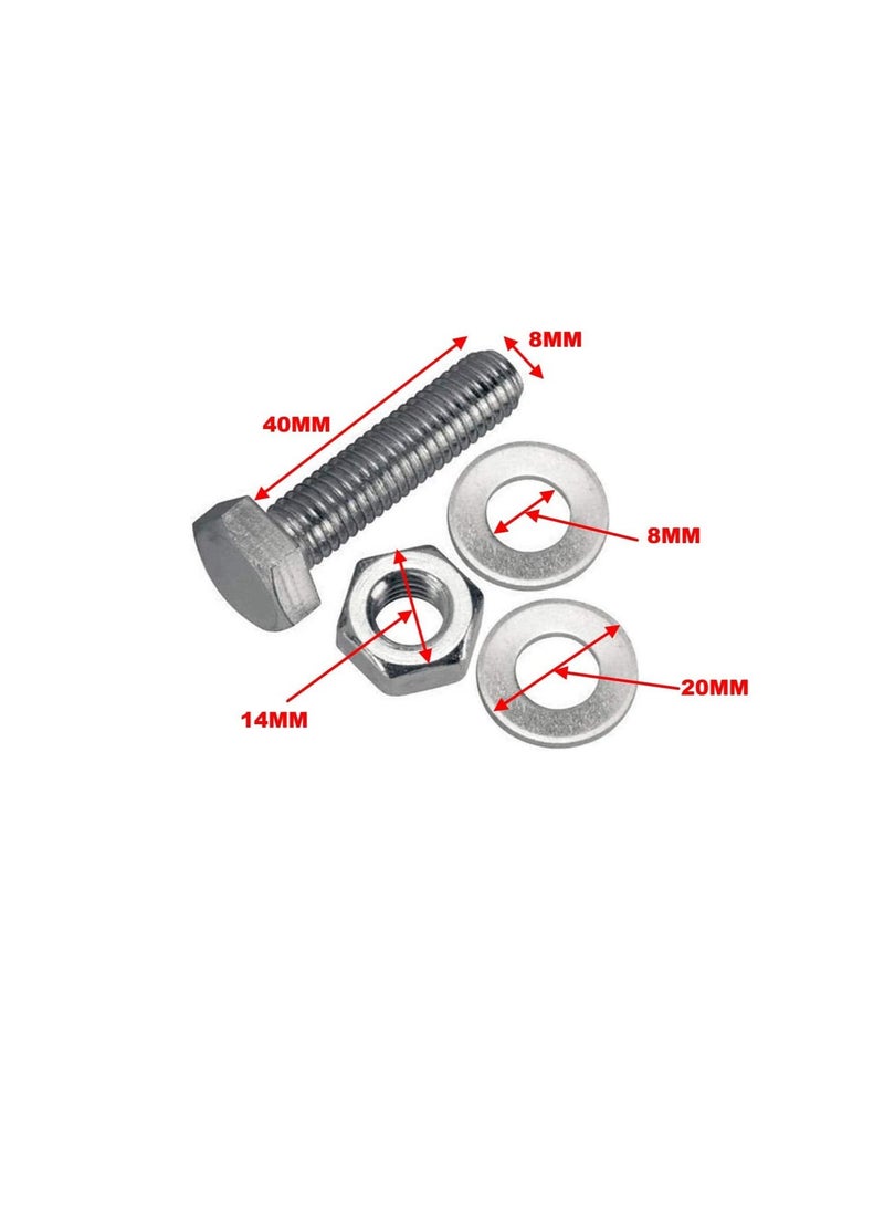 Generic 12 pcs Hex Head Screw Bolts Nuts & Washers Fully Thread GI Plain Finish Bolt Set. (8, 40MM)  - Image 2