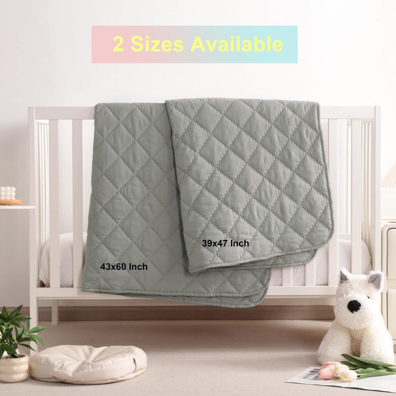 BEDSUM 100% Brushed Microfiber Down Alternative Toddler Comforter, Ultra Soft Lightweight and Warm Breathable Crib Quilted Blanket for Nursery Stroller Bed, 39x47 Inches, Smoke Grey - Image 3